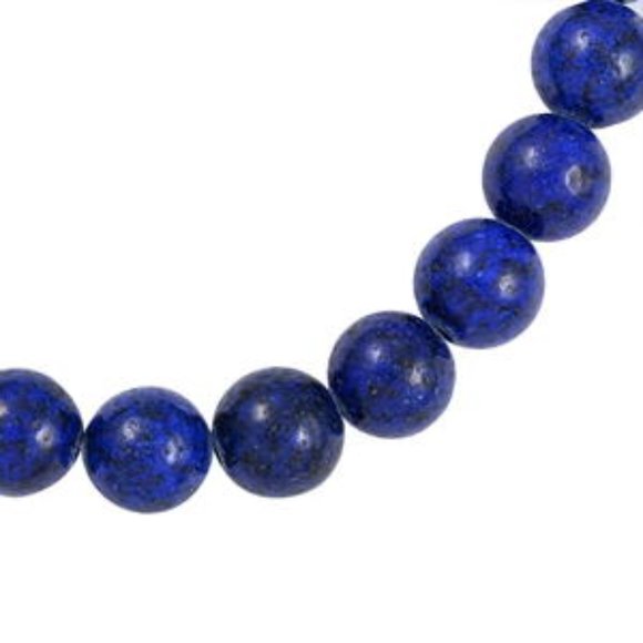 Lapis Lazuli Beaded Stretch Bracelet in Stainless Steel 60.50 ctw is 8 inches - Picture 3 of 6